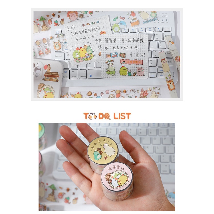 1 Cuộn sticker chất liệu nhựa trong suốt hình dán siêu dễ thương