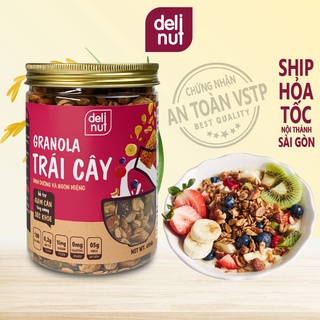 Ngũ cốc Premium Granola DELINUT 450gr mix trái cây , hỗ trợ cho chế độ ăn kiêng ,healthy, eat clean , gymer
