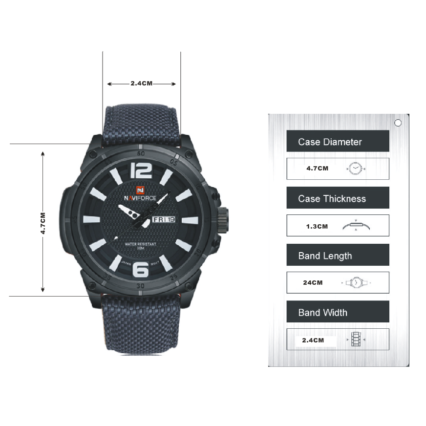 NAVIFORCE NF9066 Men Sport Fashion Leather Band Analog Quartz Watch | BigBuy360 - bigbuy360.vn