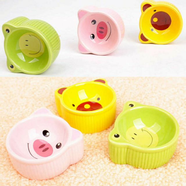 Bát ăn sứ heo/ếch/gấu/panda xinh xắn cho hamster