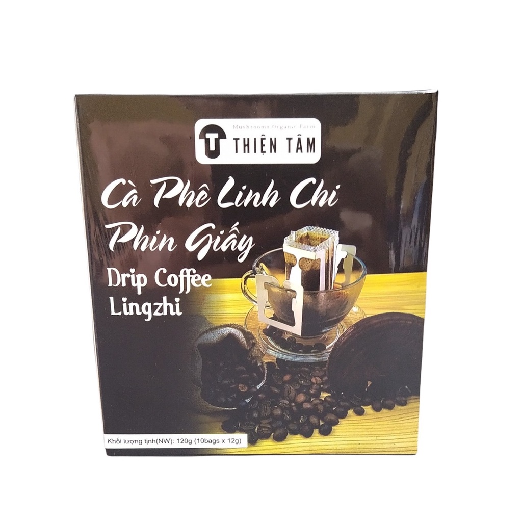 Cà phê Linh Chi Phin Giấy Tiện Lợi Thiện Tâm (hộp 10 túi x 12g x 10 túi Đường)