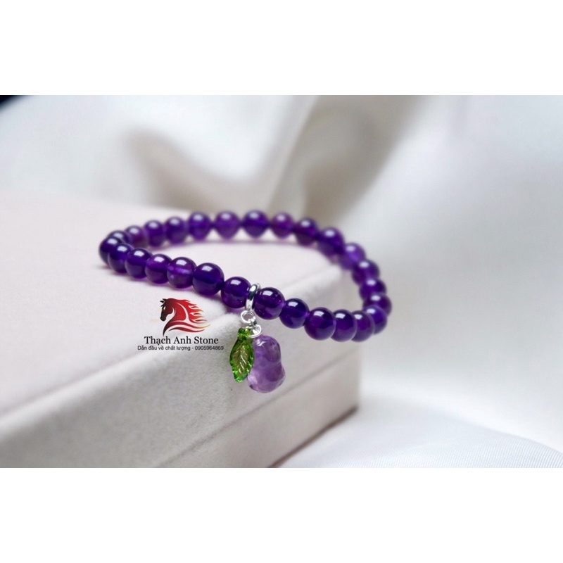 Vòng tay thach anh tim size  hạt 8 li xinh xắn