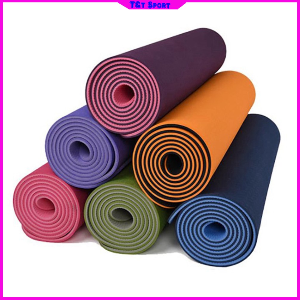 Thảm Yoga Chống Trượt 8mm 2 Lớp Bằng Cao Su Non Cao Cấp Thảm Tập Thể Dục Gym Tpe Gấp Gọn Siêu Dày Êm Du Lịch Tự Nhiên rẻ