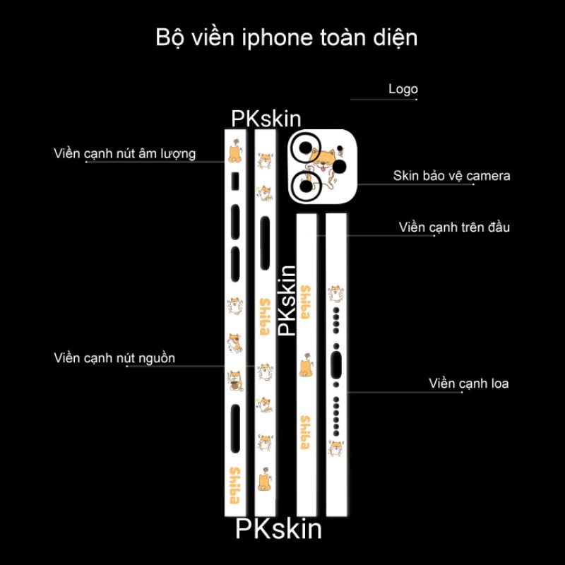 Miếng dán skin viền in hình cho iPhone 13, 13 pro, 13 pro max, 13 mini, x, xs theo yêu cầu (bộ 3)
