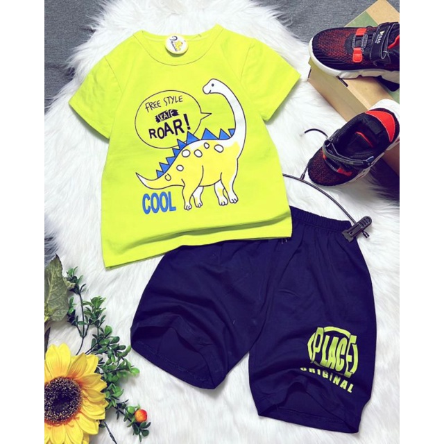 Bộ tay ngắn quần đùi bé trai thun cotton 4 chiều