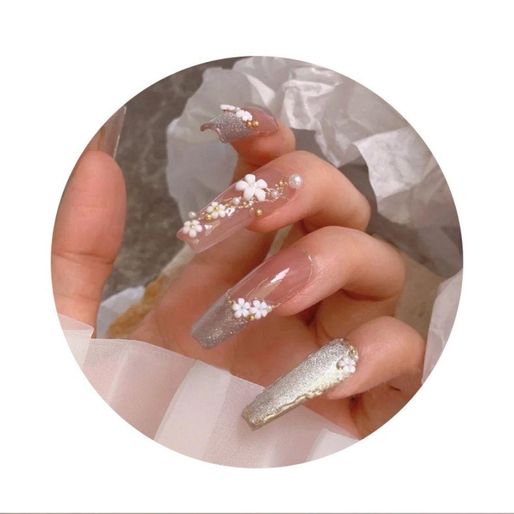 Vật Liệu Trang Trí Móng Tay Nghệ Thuật Màu Trắng Thời Trang DIY