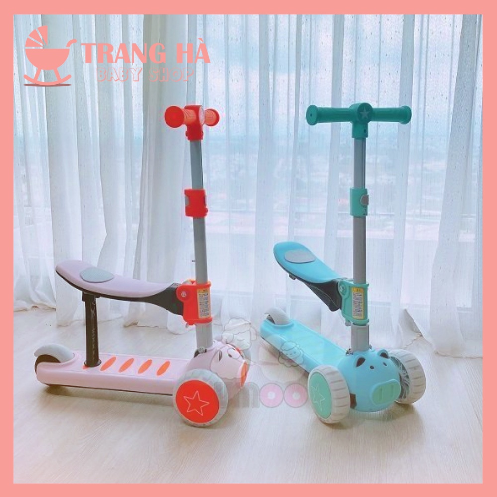 Xe Scooter Heo Chịu Lực 2 In 1 Cho Bé Umoo Heo UM-0277 Có Bánh Xe Phát Sáng