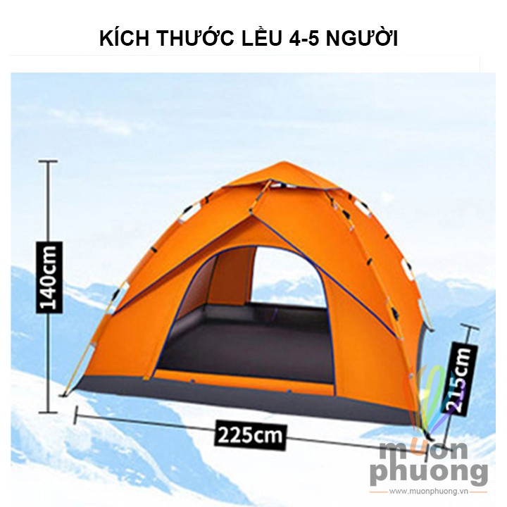 [FRSHIP 70K] Lều tự bung 2 3 4 5 người size lớn cắm trại dã ngoại chống mưa chống nước - MUÔN PHƯƠNG SHOP