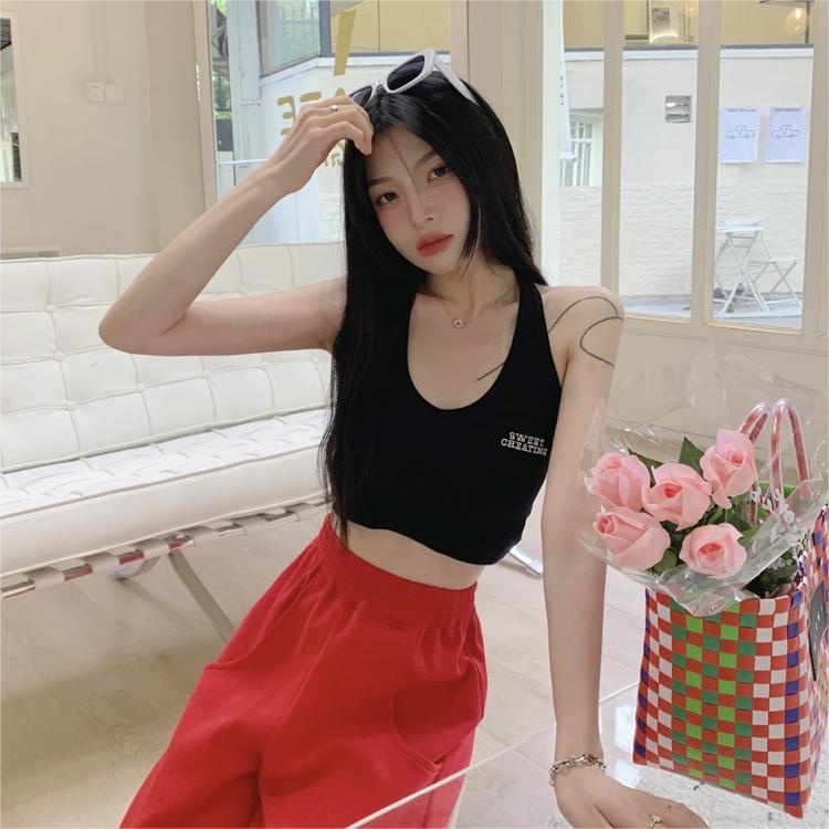 Áo kiểu croptop ZHELIHANGFEI cổ yếm trẻ trung quyến rũ dành cho nữ