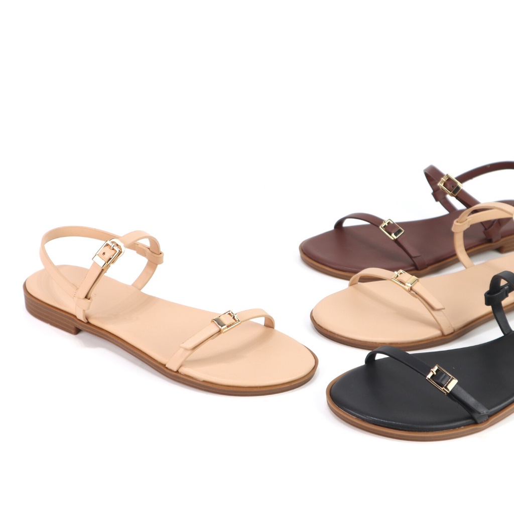 Giày sandal nữ quai ngang nỏ basic quai ngang mảnh nữ tính nhẹ nhàng màu pastel cao 2cm đi chơi đi làm Cillie