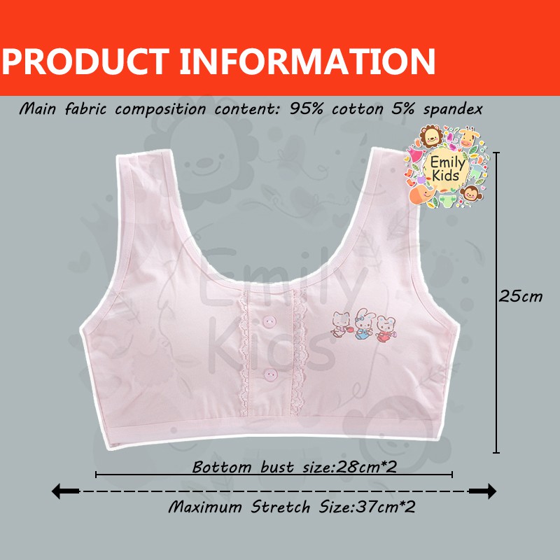Áo Ngực Hai Dây Bằng Vải Cotton Thoáng Khí In Họa Tiết Thời Trang Cho Bé Gái B213 [8-16Y