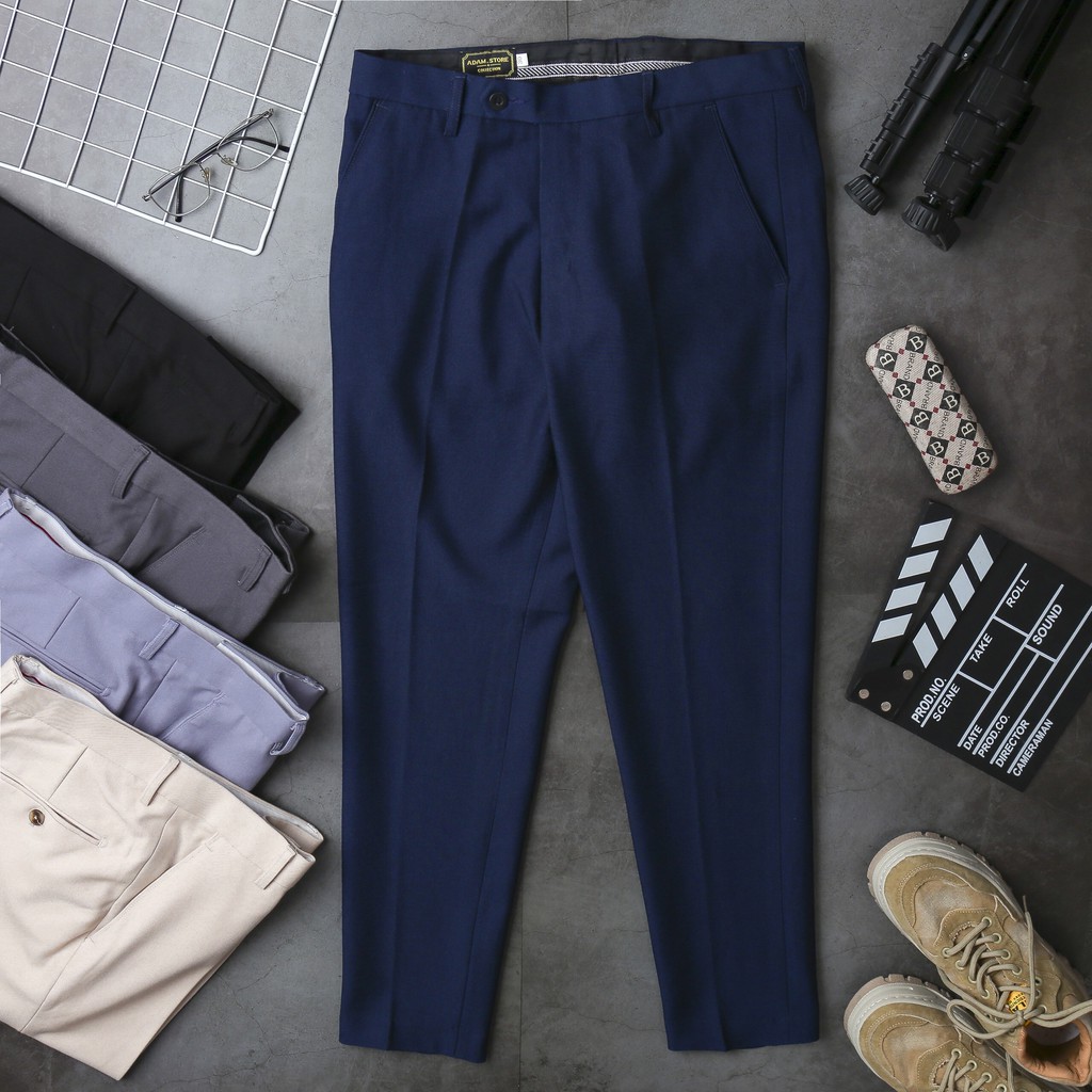 Quần âu nam công sở mầu đen vải chéo xuất khẩu dày dặn loại 1, quần ôm khoe dáng flasksale | BigBuy360 - bigbuy360.vn