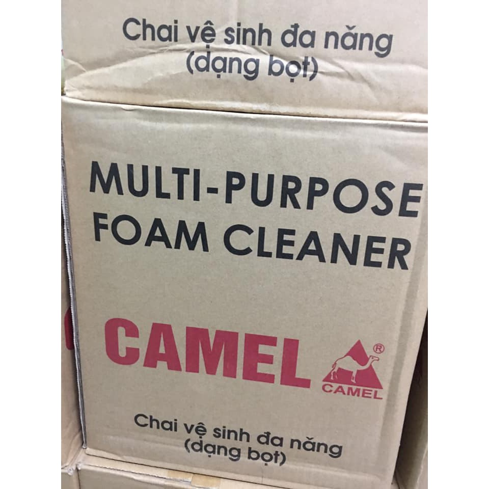 Chai tẩy nội thất ghế da,nỉ,máy tính,xịt bọt 1 thùng 12 chai CAMEL(Đầu bàn chải)