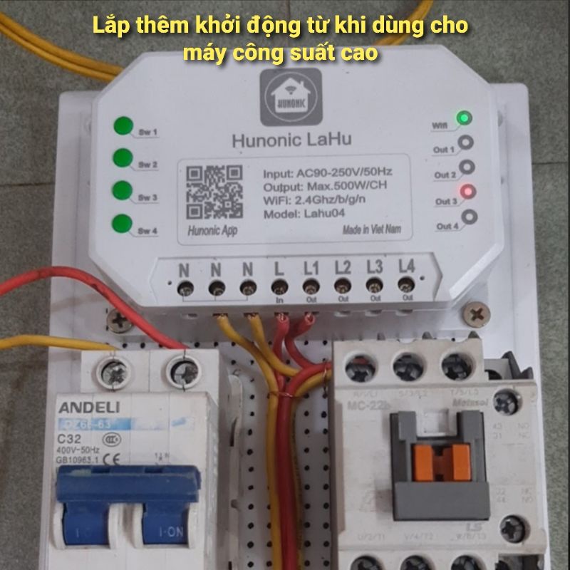Công tắc wifi điều khiển từ xa qua điện thoại HUNONIC LaHu 4 kênh