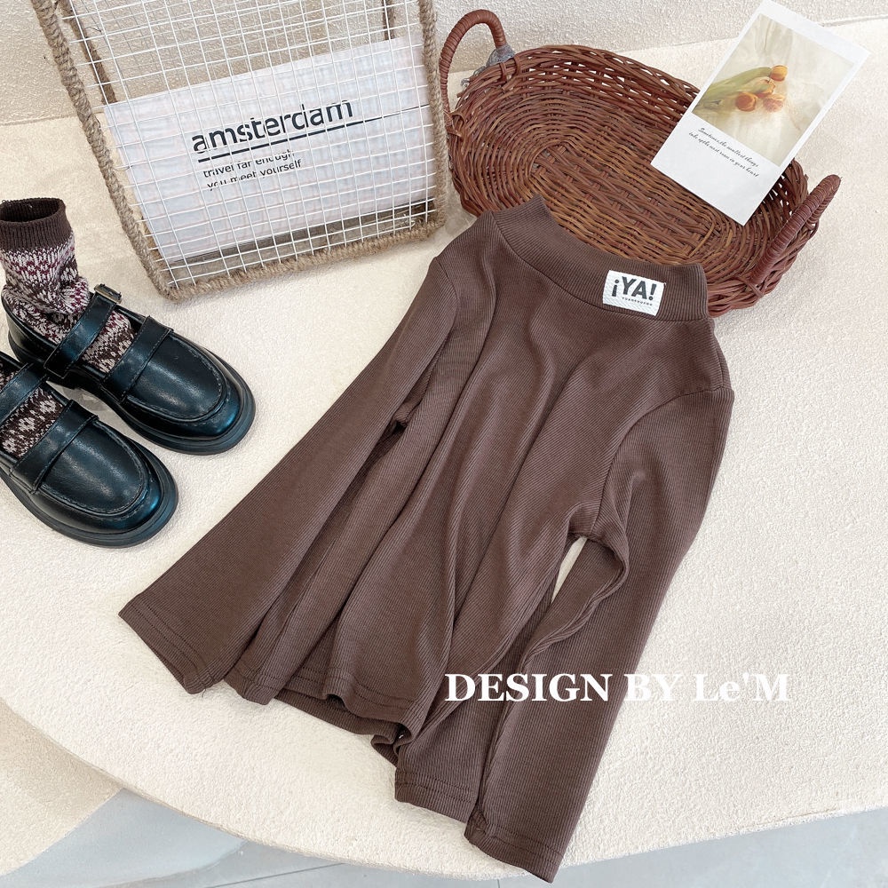 [Babycat] Hàng Có Sẵn Áo Thun Cổ Đứng Cao Co Giãn Cao Viền Sọc Phong Cách Nhật Bản Hàn Quốc Thời Trang Mùa Thu Cho Bé Trai Bé Gái