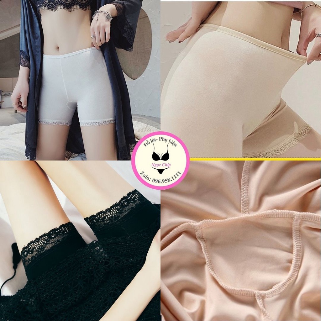 Quần mặc trong váy,quần lót bảo hộ chất cotton co giãn 4 chiều phối viền ren siêu xinh