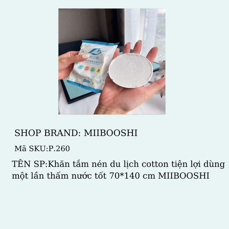 Khăn tắm nén du lịch cotton tiện lợi dùng một lần thấm nước tốt 70*140 cm MIIBOOSHI P.260
