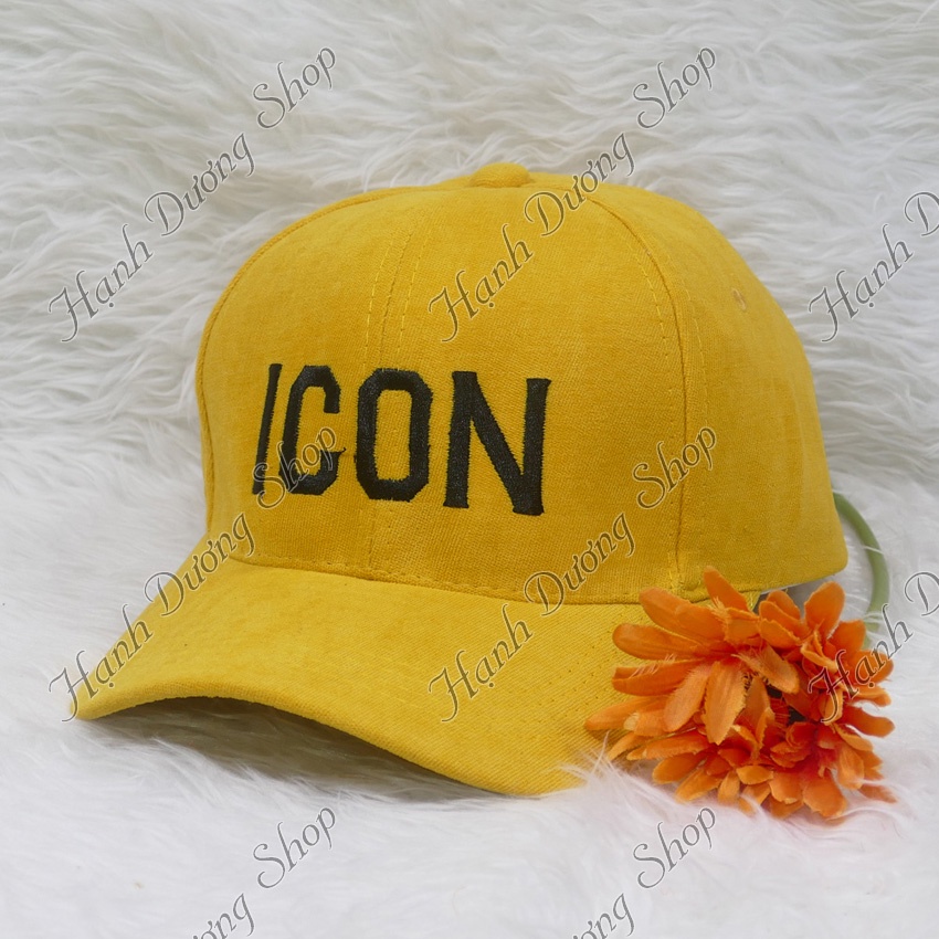 Mũ lưỡi trai nam nữ nón kết nhung thêu chữ ICON sớ nhuyễn phong cách thời trang phù hợp cả nam và nữ