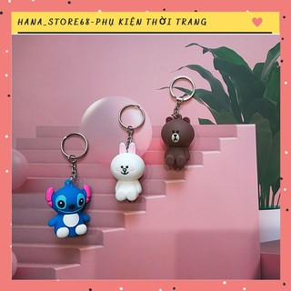 Móc khóa gấu nâu, thỏ cony, thú xanh stick dễ thương