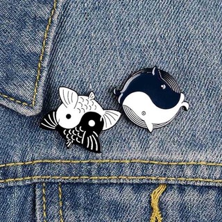 Ghim pin cài áo hình cá Koi âm dương