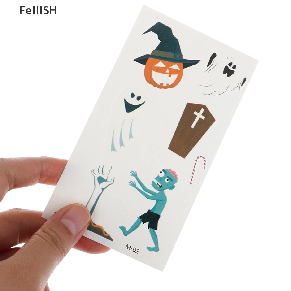 Set 10 Tấm Hình Xăm Dán Phát Quang Phong Cách Phù Thủy Halloween Độc Đáo 439br