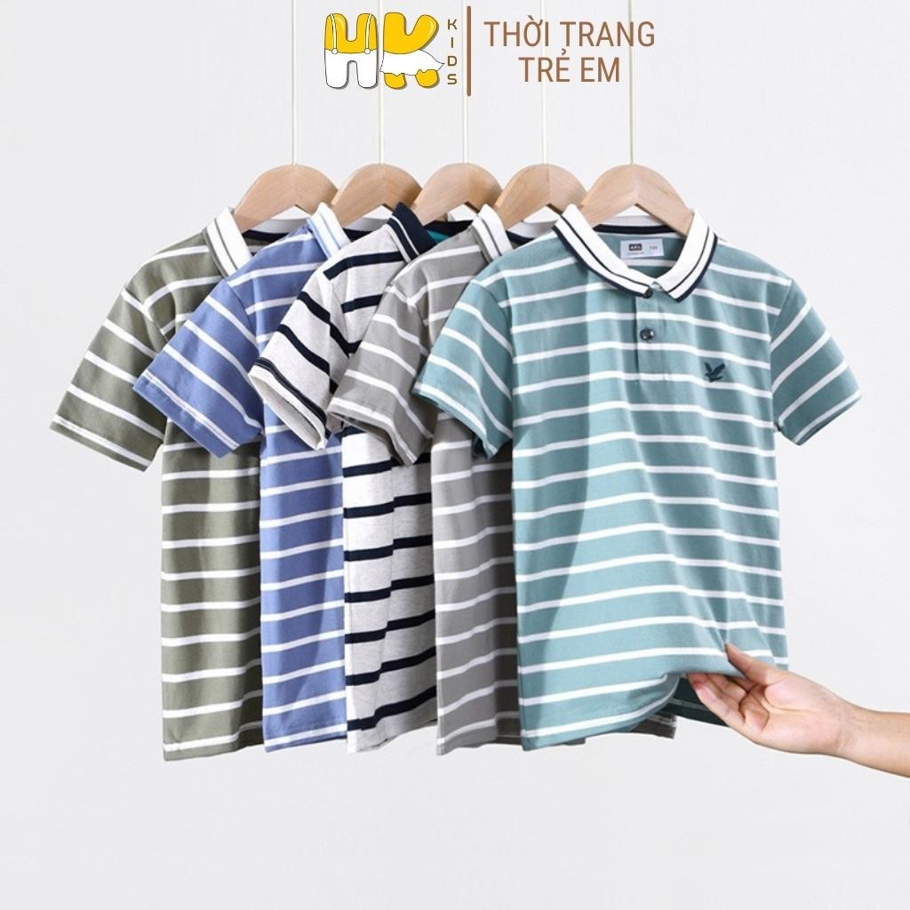 Áo thun polo HK KIDS tay ngắn kẻ ngang thời trang mùa hè dành cho bé trai từ 4 đến 15 tuổi (mã 3951)