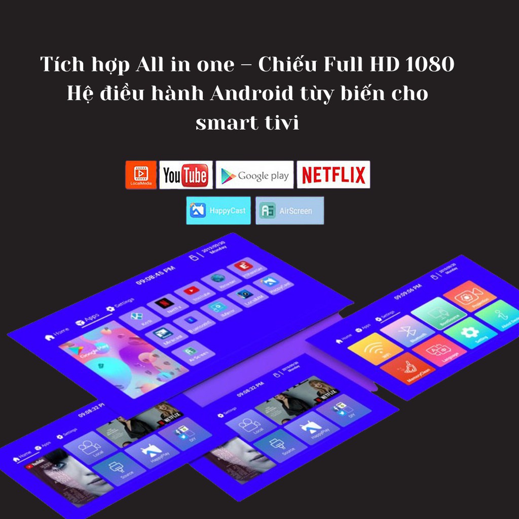Máy Chiếu Mini BEECUBE Hệ Điều Hành Android + Kết nối Điện thoại + Full HD 1080 - Bảo Hành 12 Tháng | BigBuy360 - bigbuy360.vn