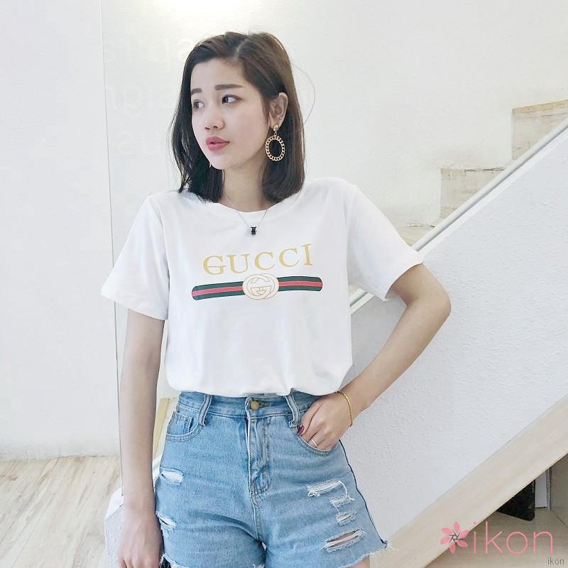 Áo thun nữ ngắn tay in chữ phong cách Hàn Quốc