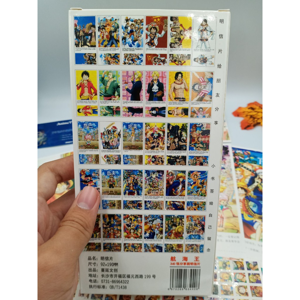 Hộp Postcard Bưu thiếp (Trọn bộ 340 Hình có Sticker) Anime/Manga One Piece ( Đảo Hải Tặc)