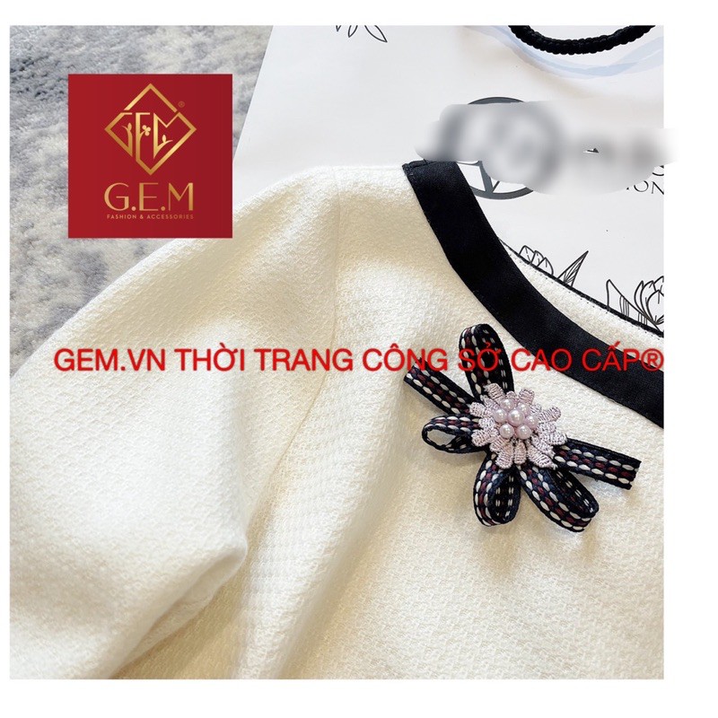 ĐẦM NỮ MÀU TRẮNG PHỐI VIỀN ĐEN, VÁY NỮ SANG CHẢNH, ĐẦM LIỀN | BigBuy360 - bigbuy360.vn