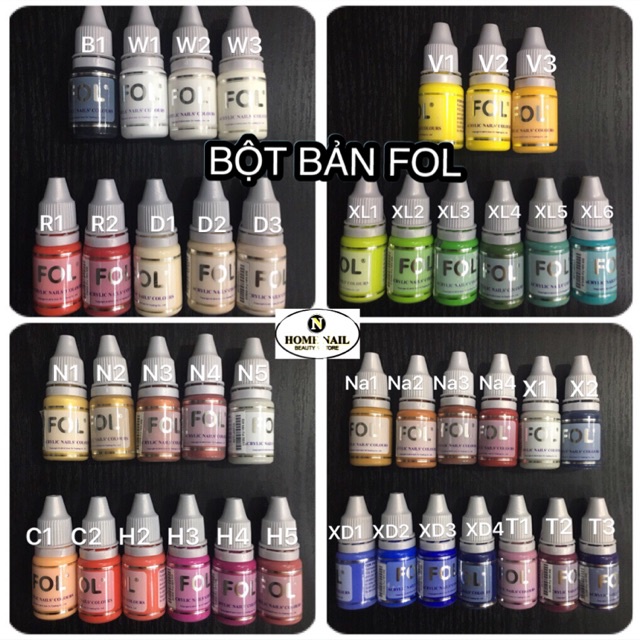 Bột bản Fol đủ màu vẽ cọ bản 3D bán lẻ chuyên dụng ngành Nail