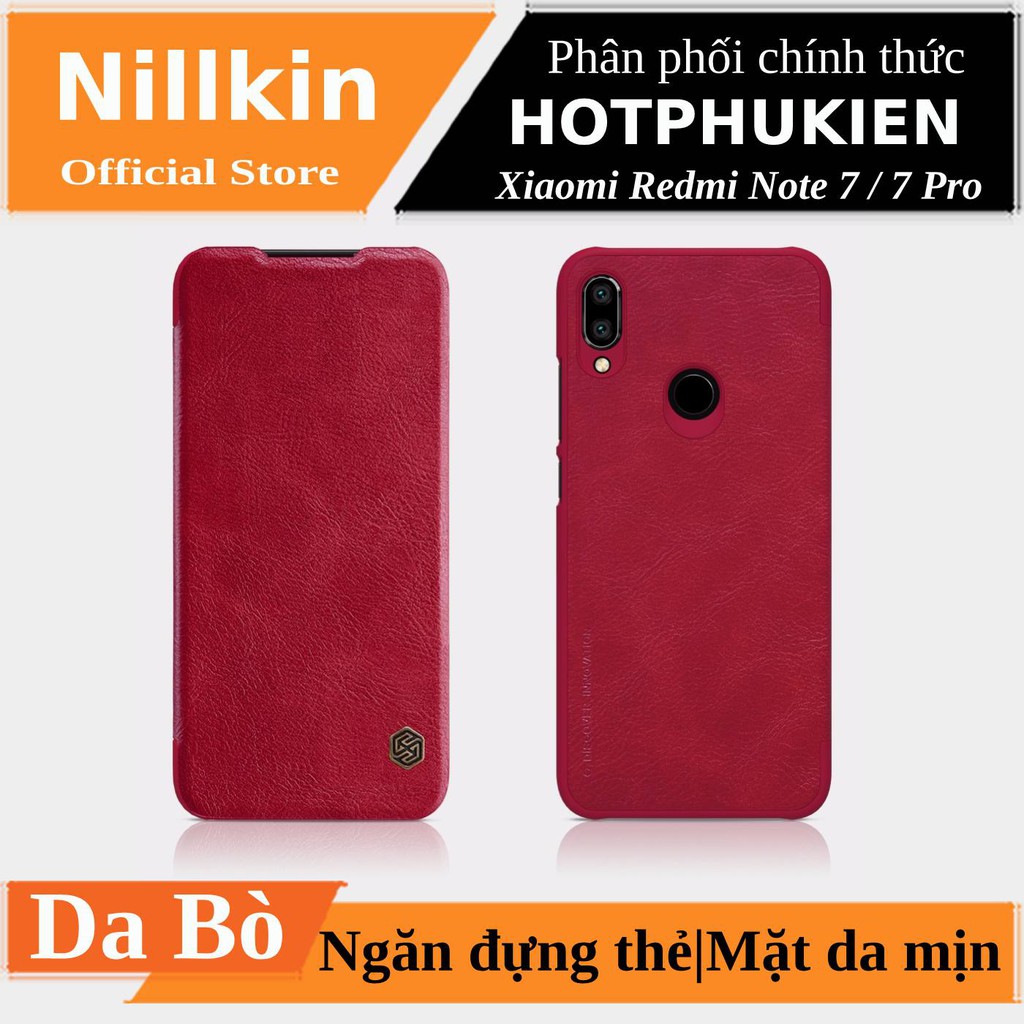 Bao Da Da Bò Cho Xiaomi Redmi Note 7 / 7 Pro hiệu Nillkin Qin Có Ngăn Đựng Thẻ - Hàng Chính Hãng