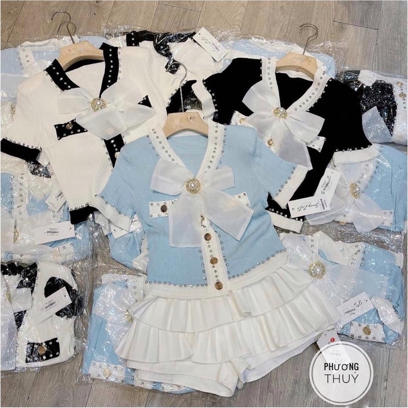 Áo len nơ cài cao cấp