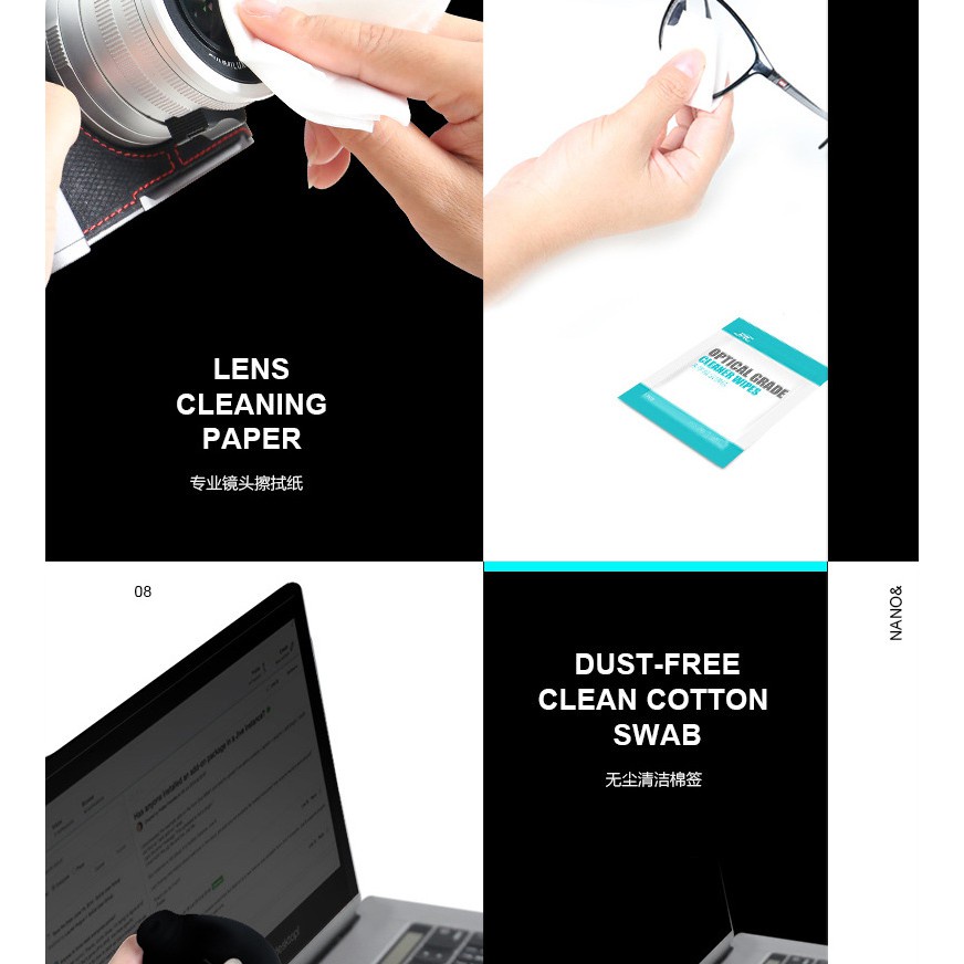 Bộ Vệ Sinh LAPTOP, MÁY TÍNH MACBOOK JRC Chính Hãng 9 Món Cao Cấp Làm Sạch Ống Kính Máy Ảnh, Điện Thoại, Kính