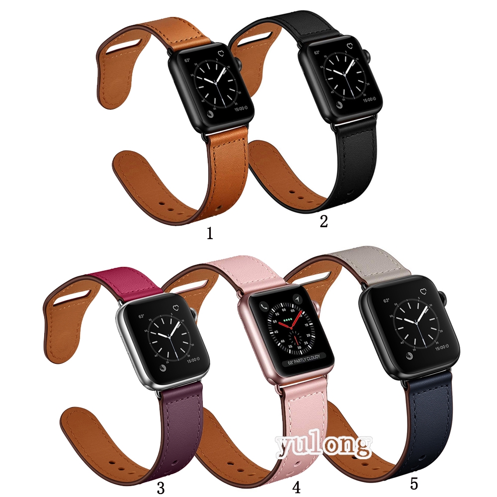 Dây đeo bằng da thật cho Apple Watch Series 1 2 3 4 5 6 SE 38mm 40mm 42mm 44mm Series 7 41mm 45mm