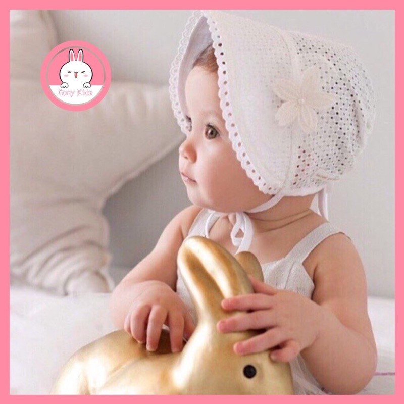 Mũ, nón vải thô mềm phong cách Tiểu Thư, cô gái Hà Lan cho bé gái 0-18 tháng