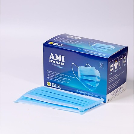 Khẩu Trang Y Tế 4 Lớp Kháng Khuẩn Ami Chính Hãng ( 50 chiếc 1 Hộp) màu Xám | BigBuy360 - bigbuy360.vn