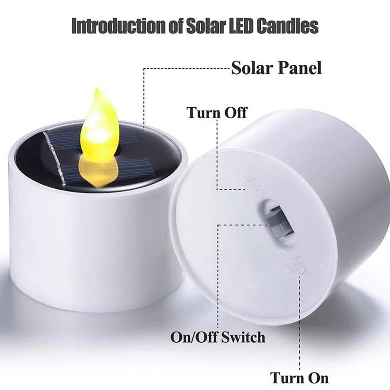 Đèn Led Năng Lượng Mặt Trời Hình Nến Chống Thấm Nước Trang Trí Sân Vườn