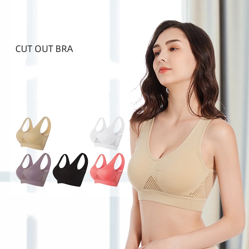 Áo Ngực Thể Thao Không Gọng Phối Lưới Thoáng Khí Chống Sốc Chống Trượt Cỡ Lớn Đến 100kg Plus