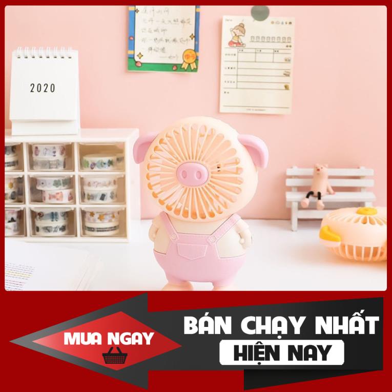 [ RẺ VÔ ĐỊCH] Quạt cầm tay mini hình chú lợn sạc tích điện thông minh