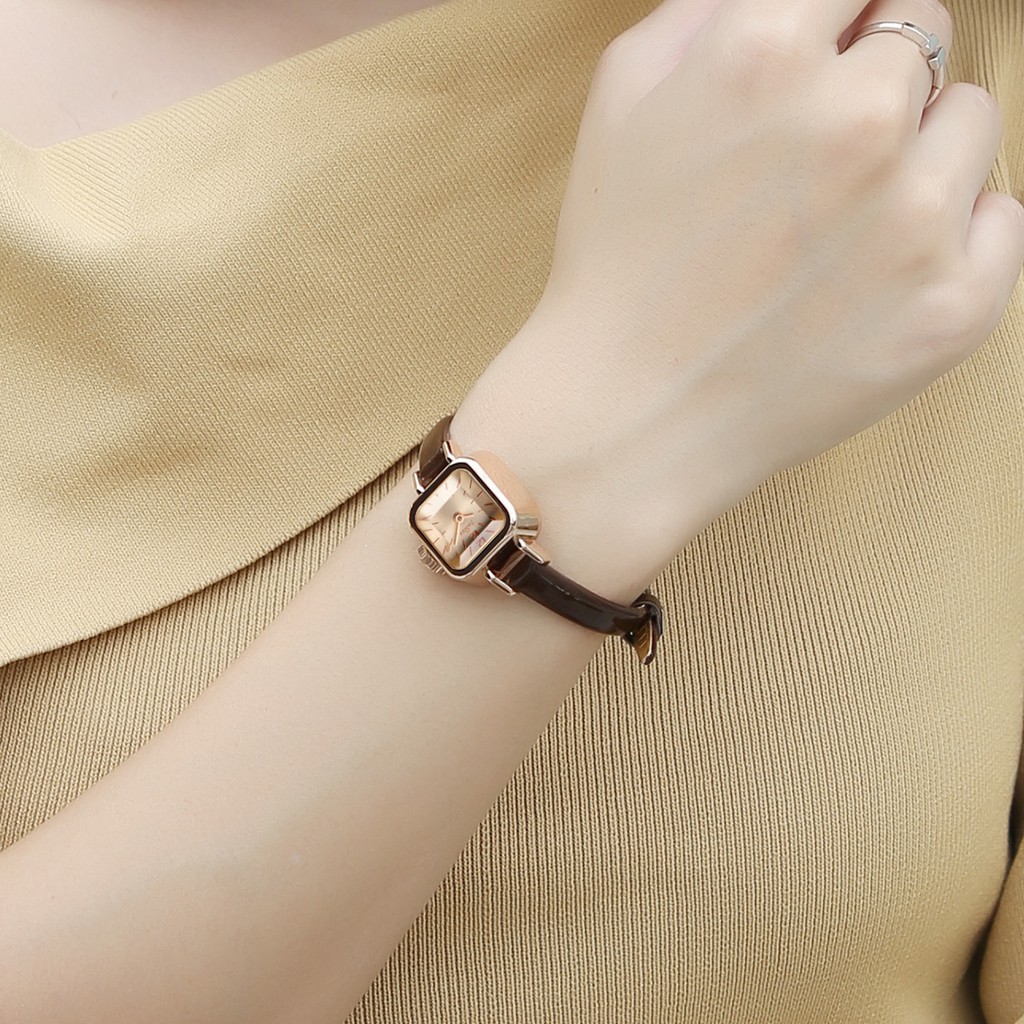 Đồng hồ nữ dây da Julius JA-496 nâu [Julius Official]