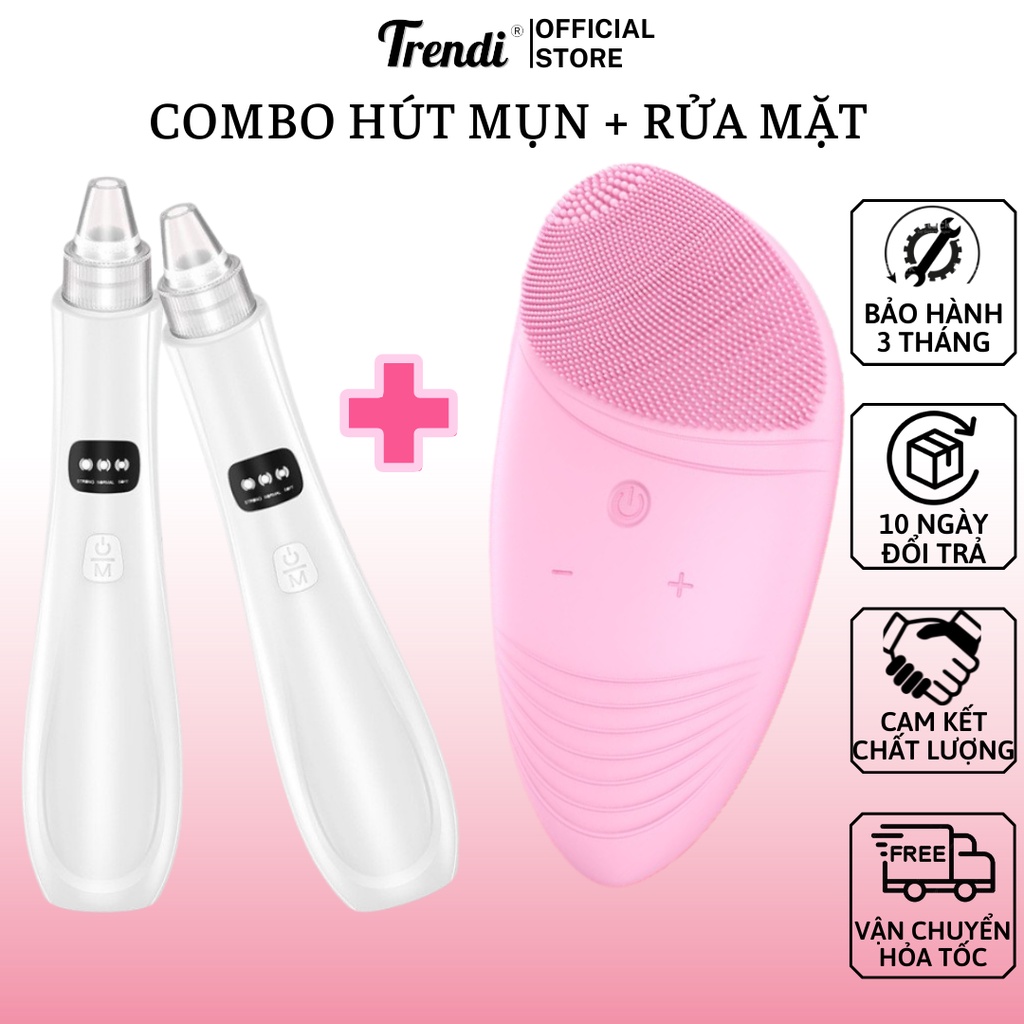 COMBO Máy Hút Mụn 5 Đầu Hút + Máy Rửa Mặt Sonic 7 Chế Độ Kết Hợp Mát Xa Mặt