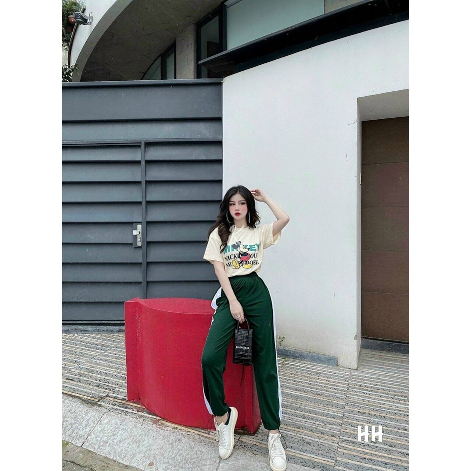 Set bộ nữ mặc đi chơi chất da cá, áo thun nữ GC form rộng, quần ống ôm dài, đồ bộ dài phong cách