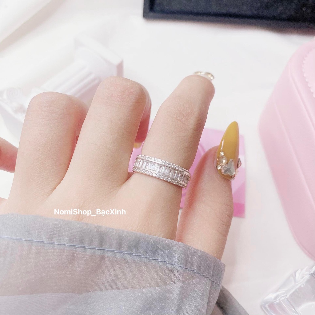 Nhẫn nửa full đá ghết sang xịn Mainomi Shop Bạc Xinh sang xịn quyến rũ
