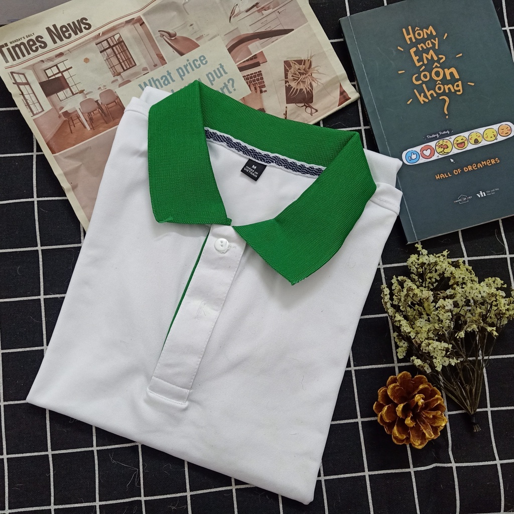 Áo Polo Nam nữ trắng phối màu - Áo thun trơn nam nữ ngắn tay có cổ,chất liệu co dãn 4 chiều cao cấp, IN ẤN theo yêu cầu
