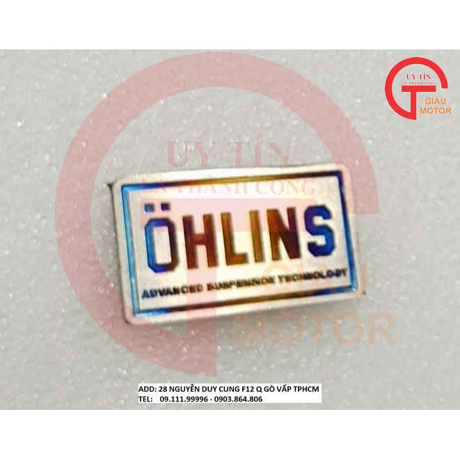 TITAN - TEM TITAN DÁN BÌNH DẦU SIZE 4,5X 2,5 CHỮ OHLINS . ĐẸP MẮT