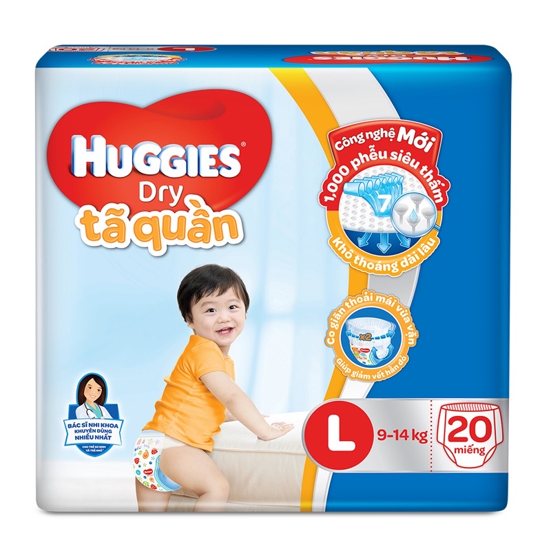 Tã quần Huggies Size M 22/ Size L 20/ Size XL 18/ Size XXL 16 miếng