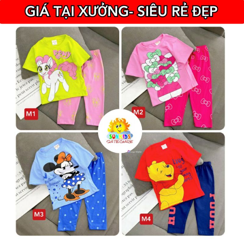 XẢ LẺ SIZEGBND6 ( 20KG - 40KG) Bộ tay ngắn quần dài thun cotton cho bé gái từ 20 đến 40 ký - Bộ quần áo trẻ em