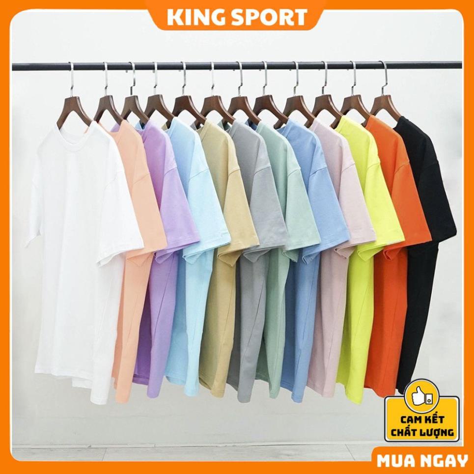 Áo thun trơn nam nữ Basic Unisex vải cotton dày dặn cao cấp KING SPORT Áo phông nam nữ tay ngắn cổ tròn nhiều màu 