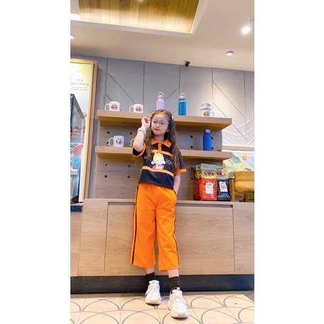 Set Ngố Cổ Trụ Phối Sọc Ngang Cho Bé Gái Đi Chơi Đi Dạo Phố Cực Xịn Sò